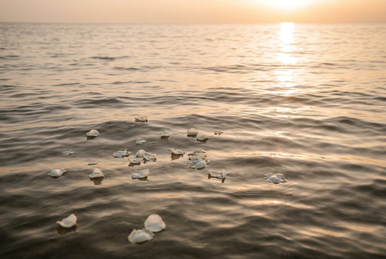 Seebestattung vor Warnemünde – Urne wird dem Meer übergeben